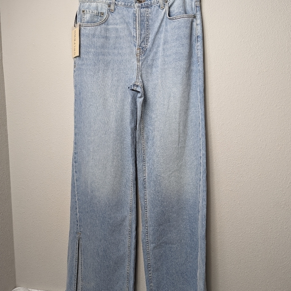 GRLFRND Wide Leg Jean Women's 30 Light Wash Denim Jeans Pants Sparkle 8 - Picture 13 of 15
